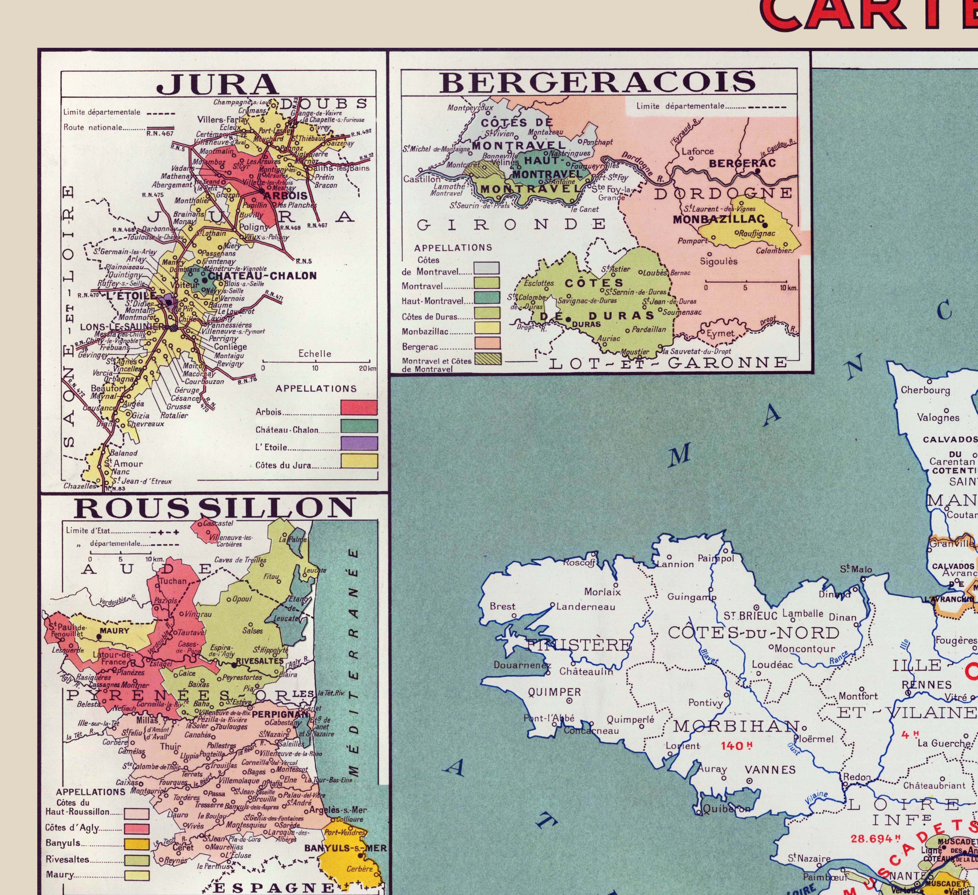 Carte de la France vinicole en 1949