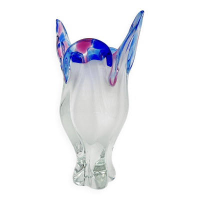 Vase Monumental Josef Hospodka Chribska Cristal Sommerso Blanc 33cm