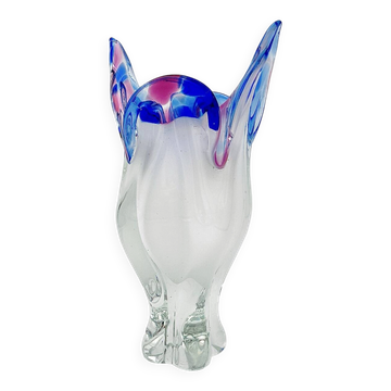 Monumental Vase Josef Hospodka Chribska Sommerso White Crystal 33cm