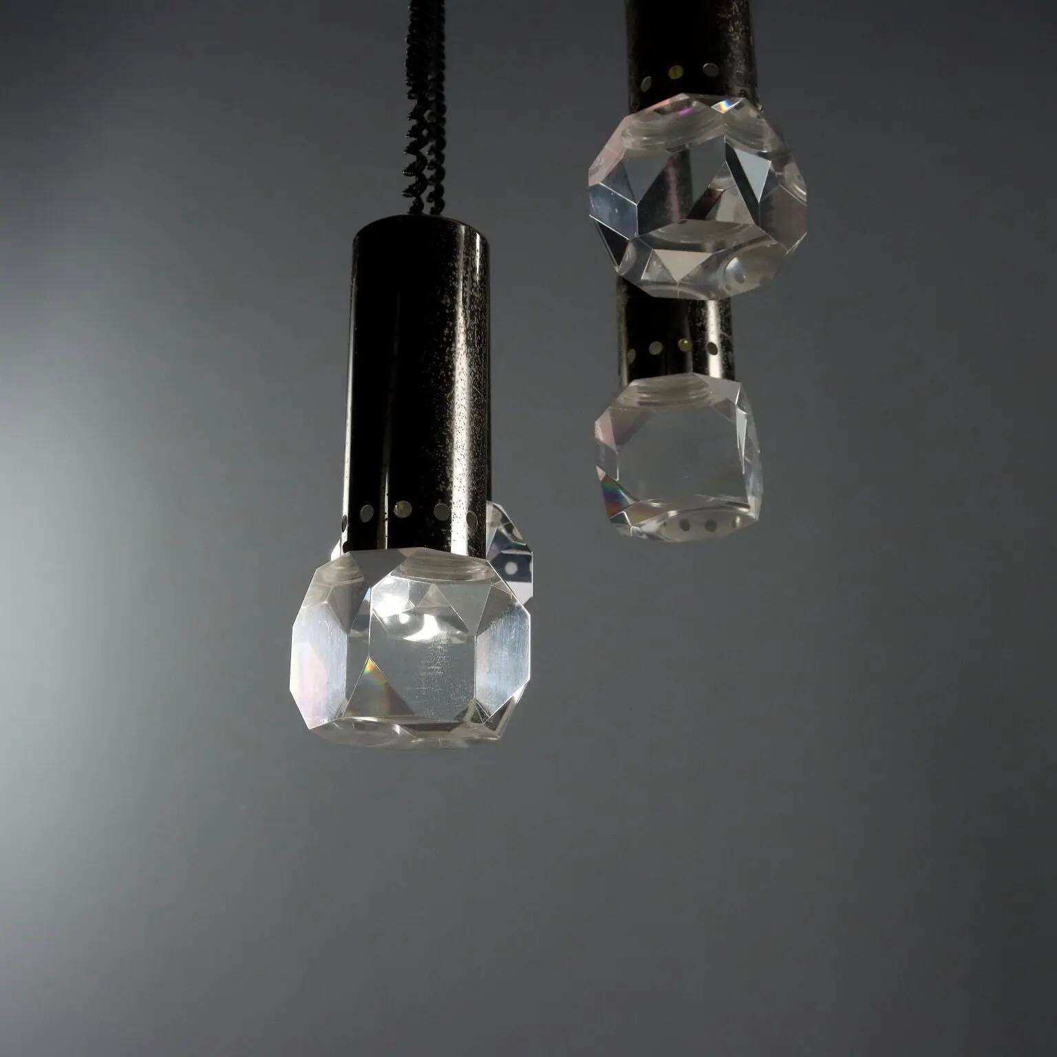 Vintage ceiling light in plastic and metal, design, Italy, 1960s