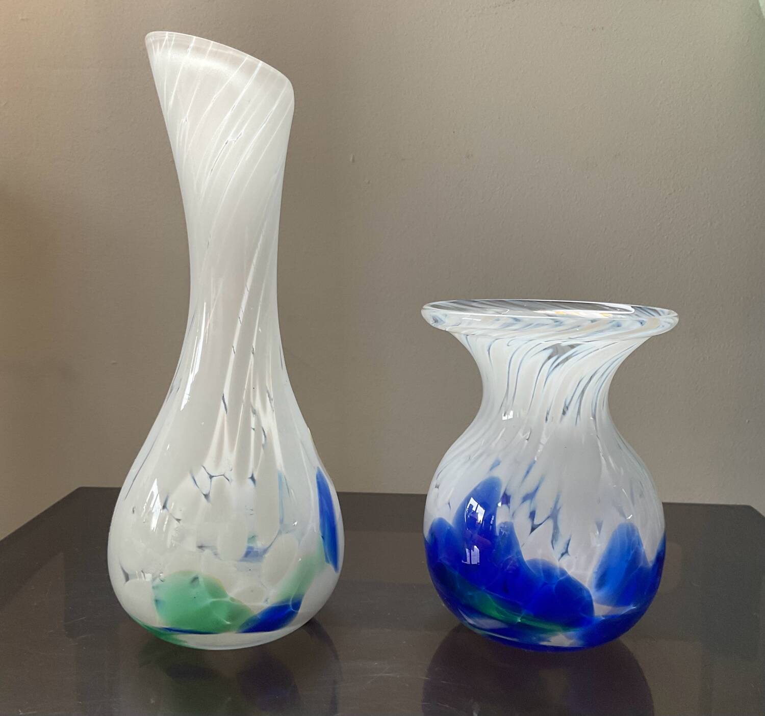 Pair of blown glass vases from the 1970s