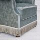 Années 1960, fauteuil à oreilles danois, velours bleu clair, bon état d'origine.