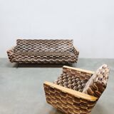Vintage sofa &amp; lounge chair 'Geometric graphic dessin'