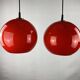 Pair of two cherry glass pendants by Peill & Putzler