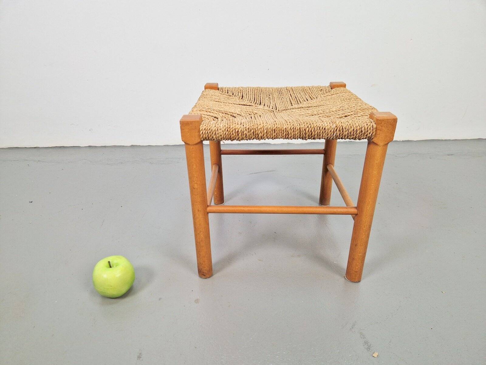 Vintage Danish Rope Stool in Beech, 1960s
