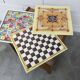 Unique 1960s bedside table with 15 complete games, compass legs, 1960s