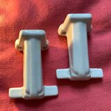 Set of 2 hooks in white porcelain Art Deco 30/40