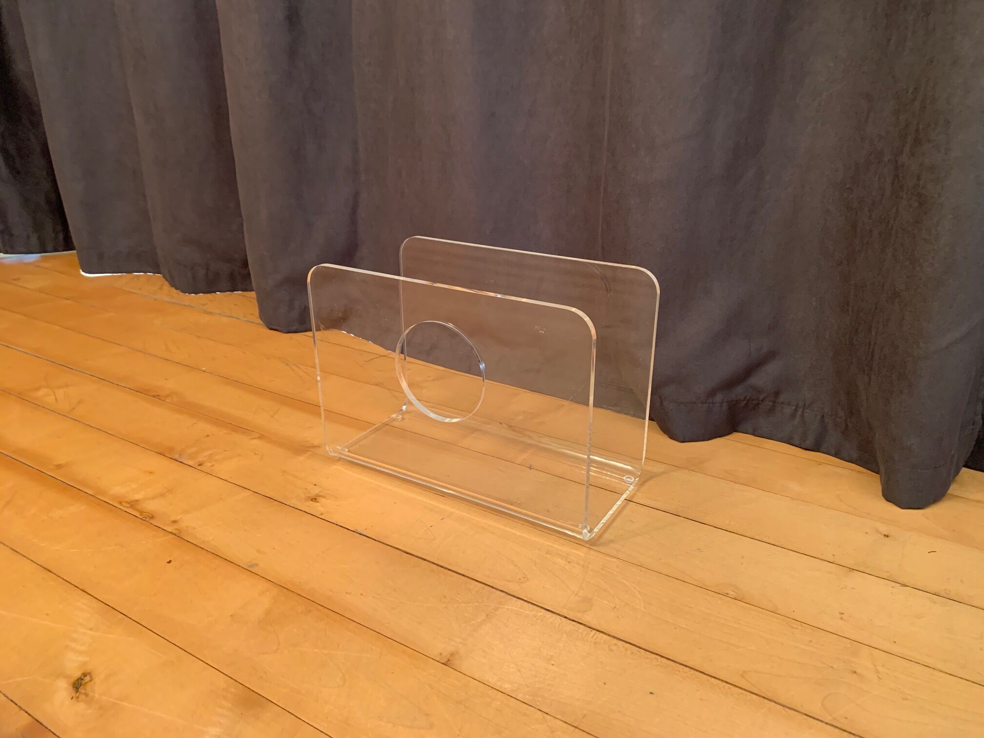 Lucite newspaper stand, 1970s