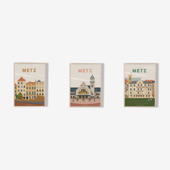 3 affiches vintage de Metz