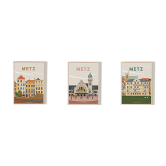 3 affiches vintage de Metz