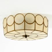 Beautiful round Mid-Century Modern ceiling or wall lamp made of Capiz