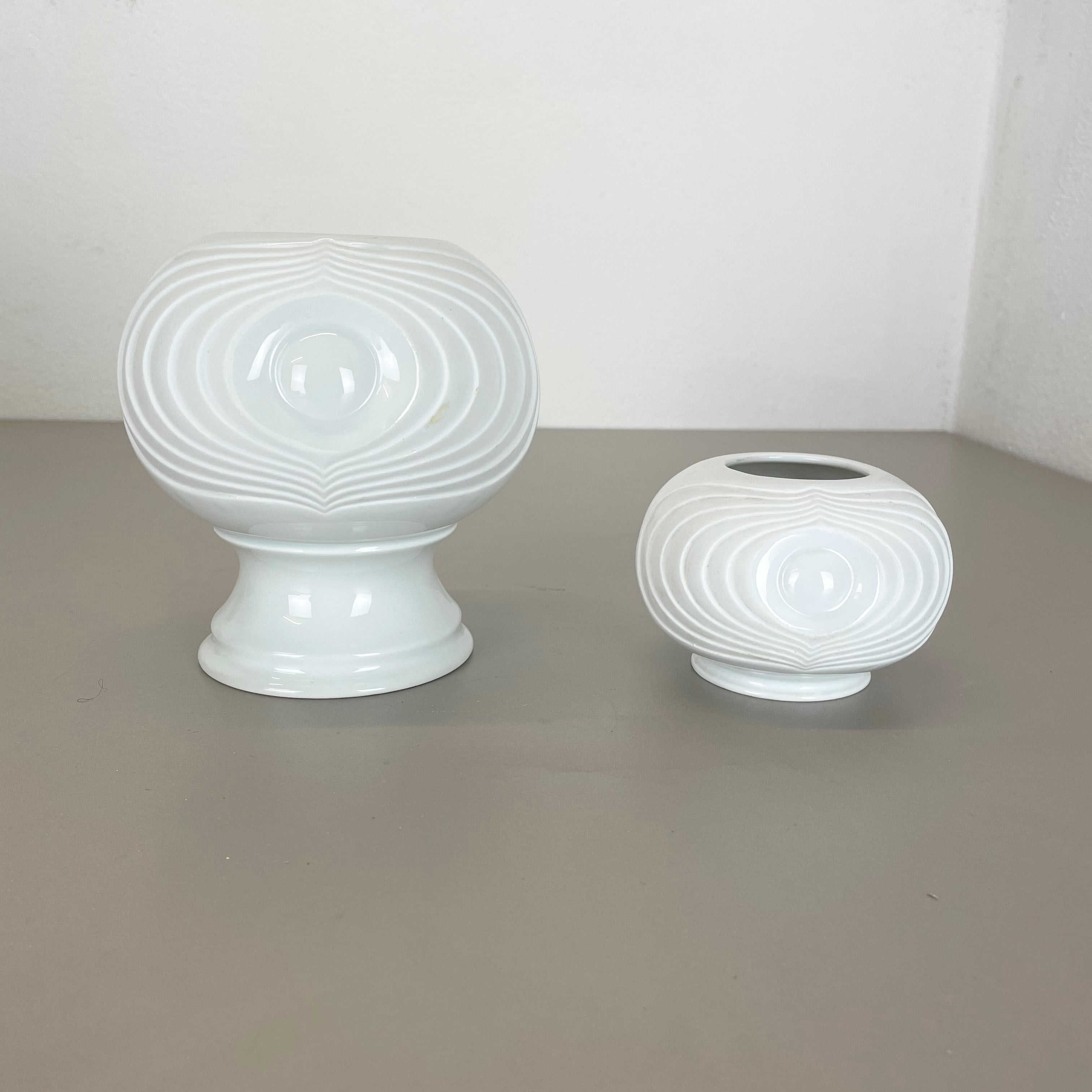 Set of 2 original porcelain op art vase made by royal bavaria kpm germany, 1970s