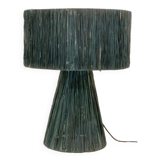 Night blue raffia table lamp