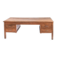 Large vintage two-seater desk. Solid chestnut wood. Restored. France, 1940s