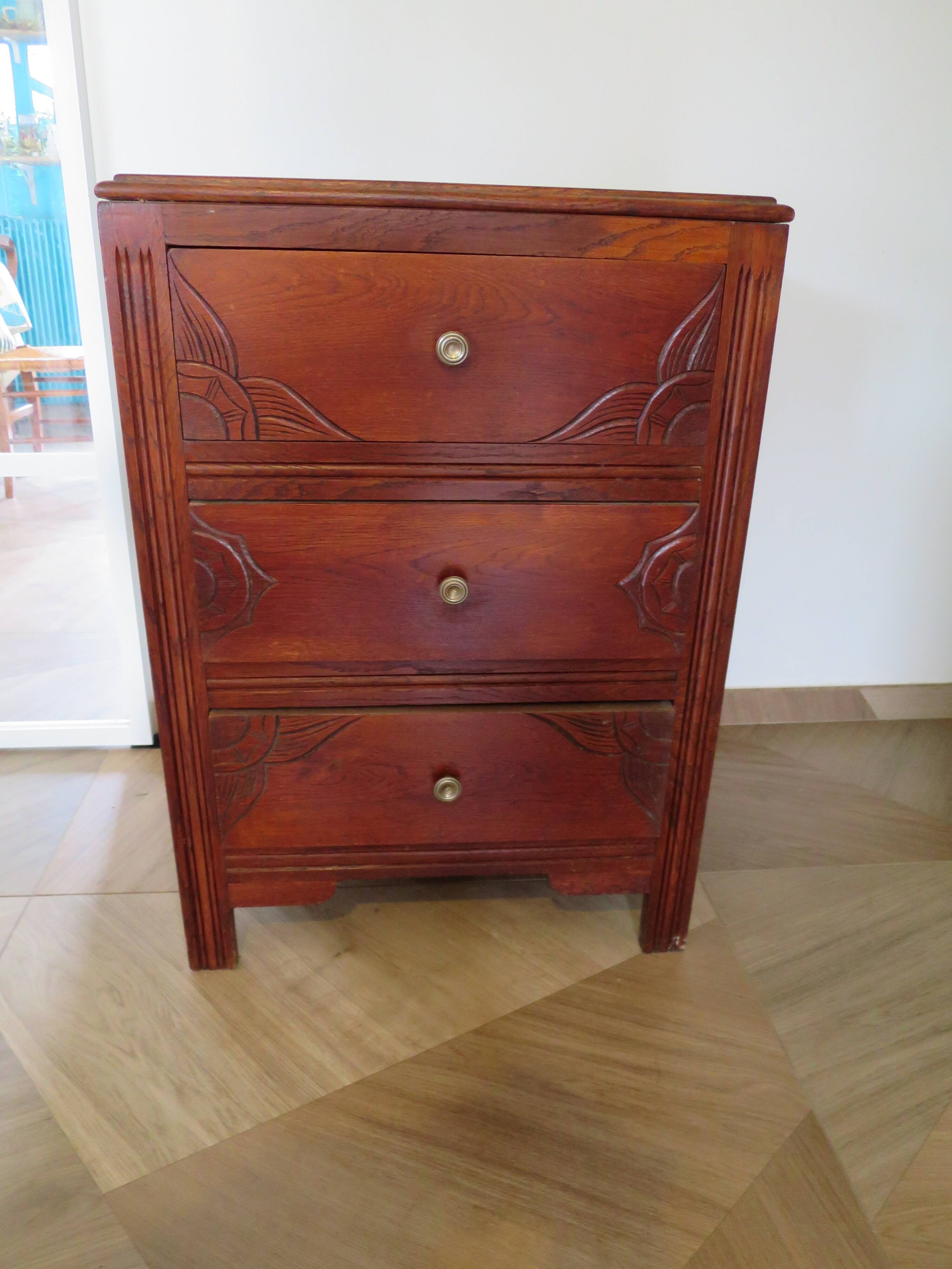 Vintage - Belle commode Art déco -3 tiroirs - Années 40