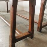 Paire de bancs anciens en chêne