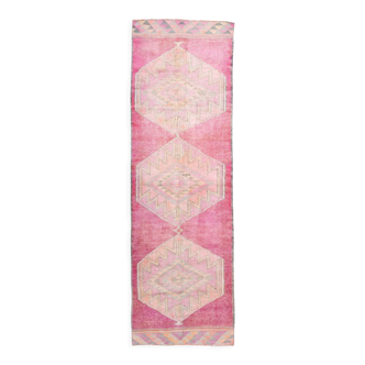 Tapis oushak coureur rose 94x302cm