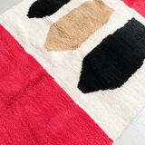 Moroccan Berber carpet beni ouarain ecru with colorful patterns 258x155cm
