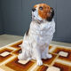Life sized vintage glazed terracotta St Bernard dog sculpture, 1960s