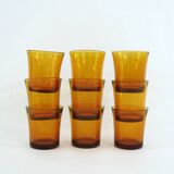 9 Amber Yellow Tempered Glass Cups - Duralex France - Vintage 70s
