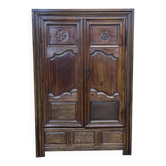 19th-century Breton wardrobe in cherry, oak, and chestnut.
