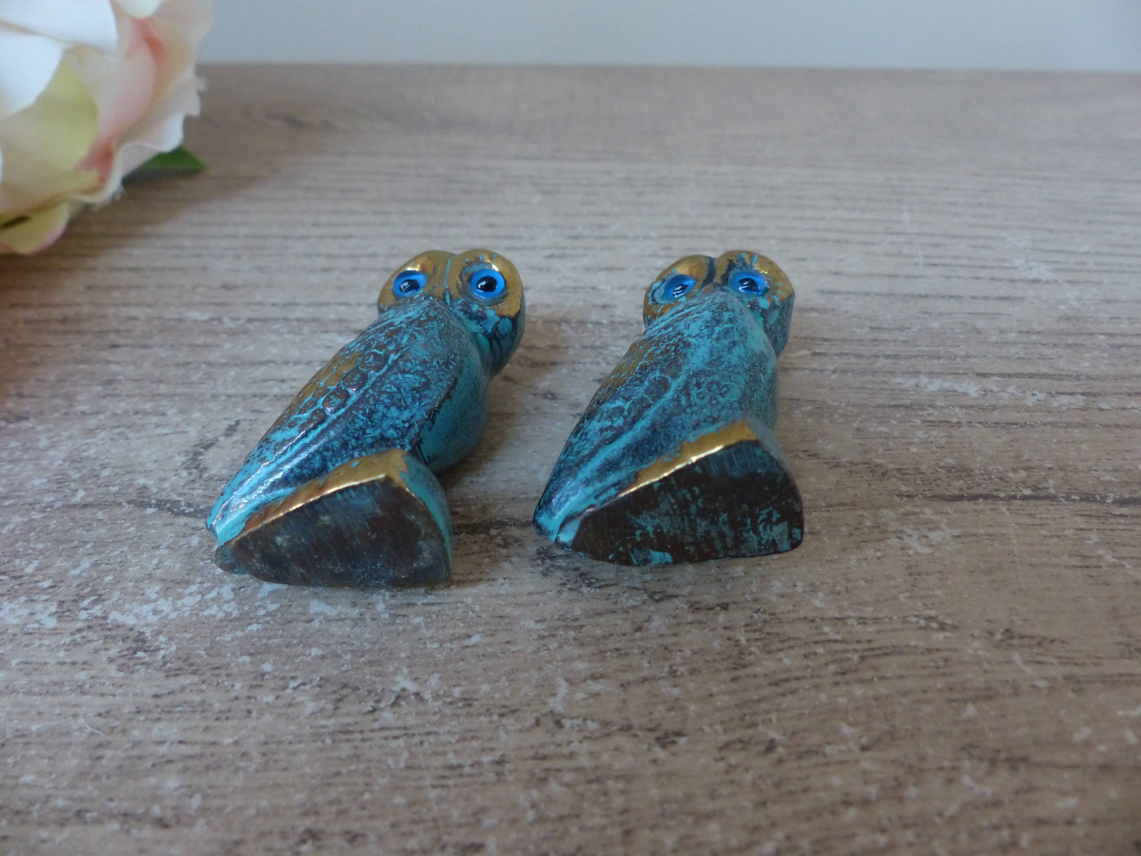 Set of two brass owls made in Greece