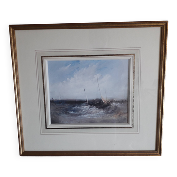 Old painting representing a seascape