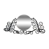 Porte manteau mural vintage avec miroir, 4 patères, fer forgé