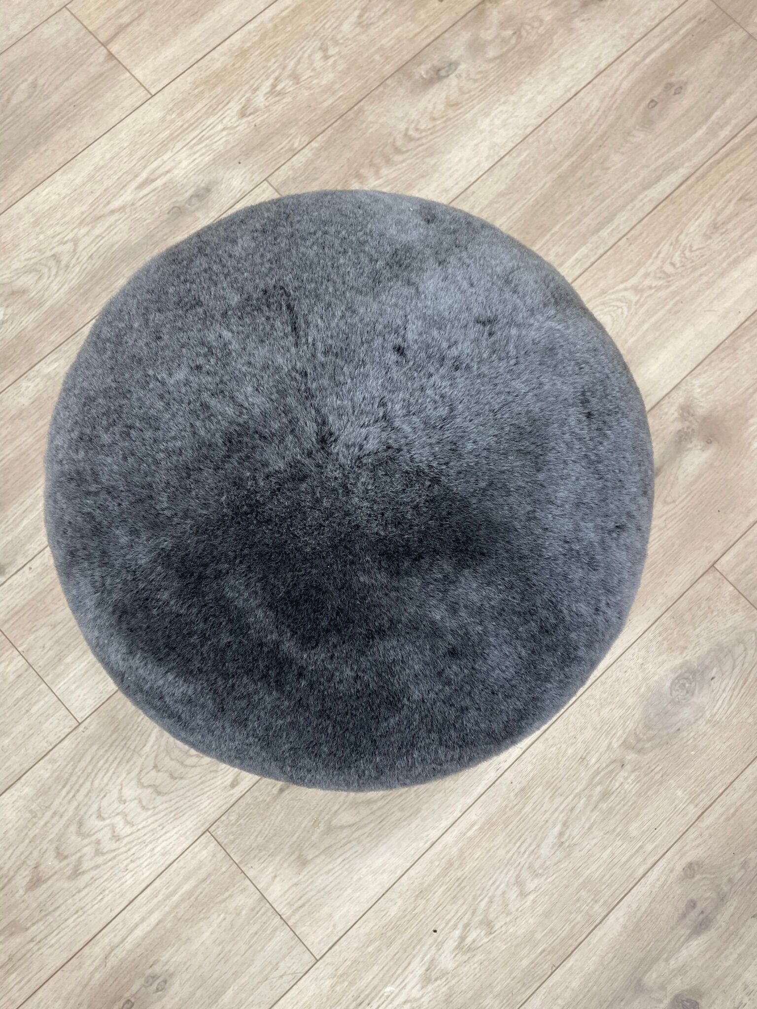 Shaved gray sheepskin pouf