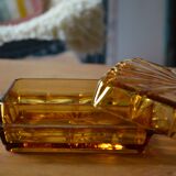 Amber glass butter dish