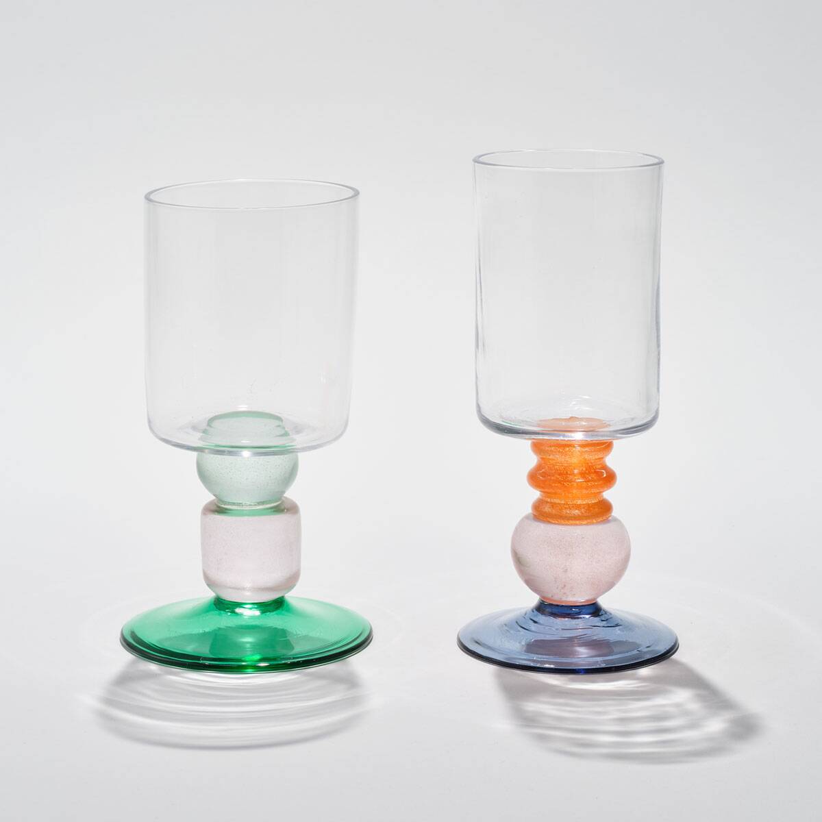 Pair of Miami Wine Glasses in Pale Pink