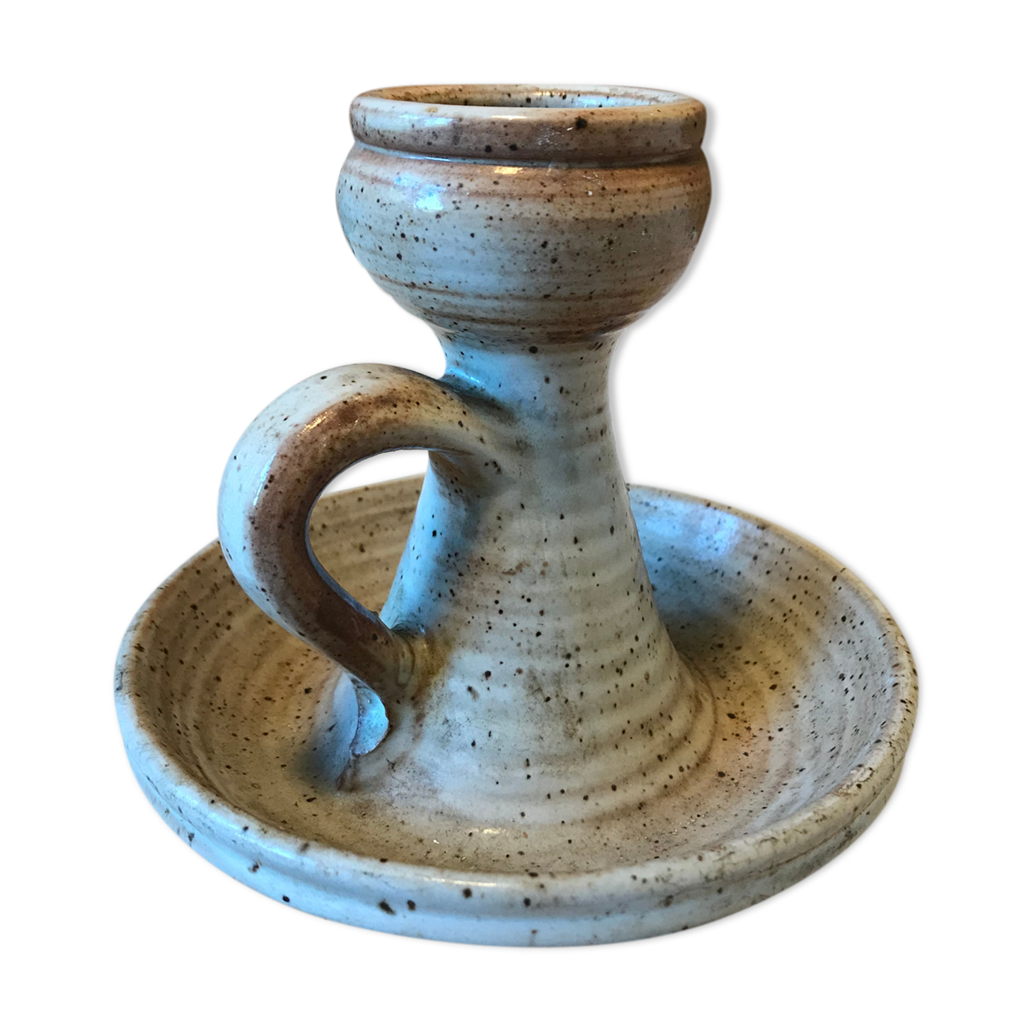 Vintage stoneware candle holder 1970