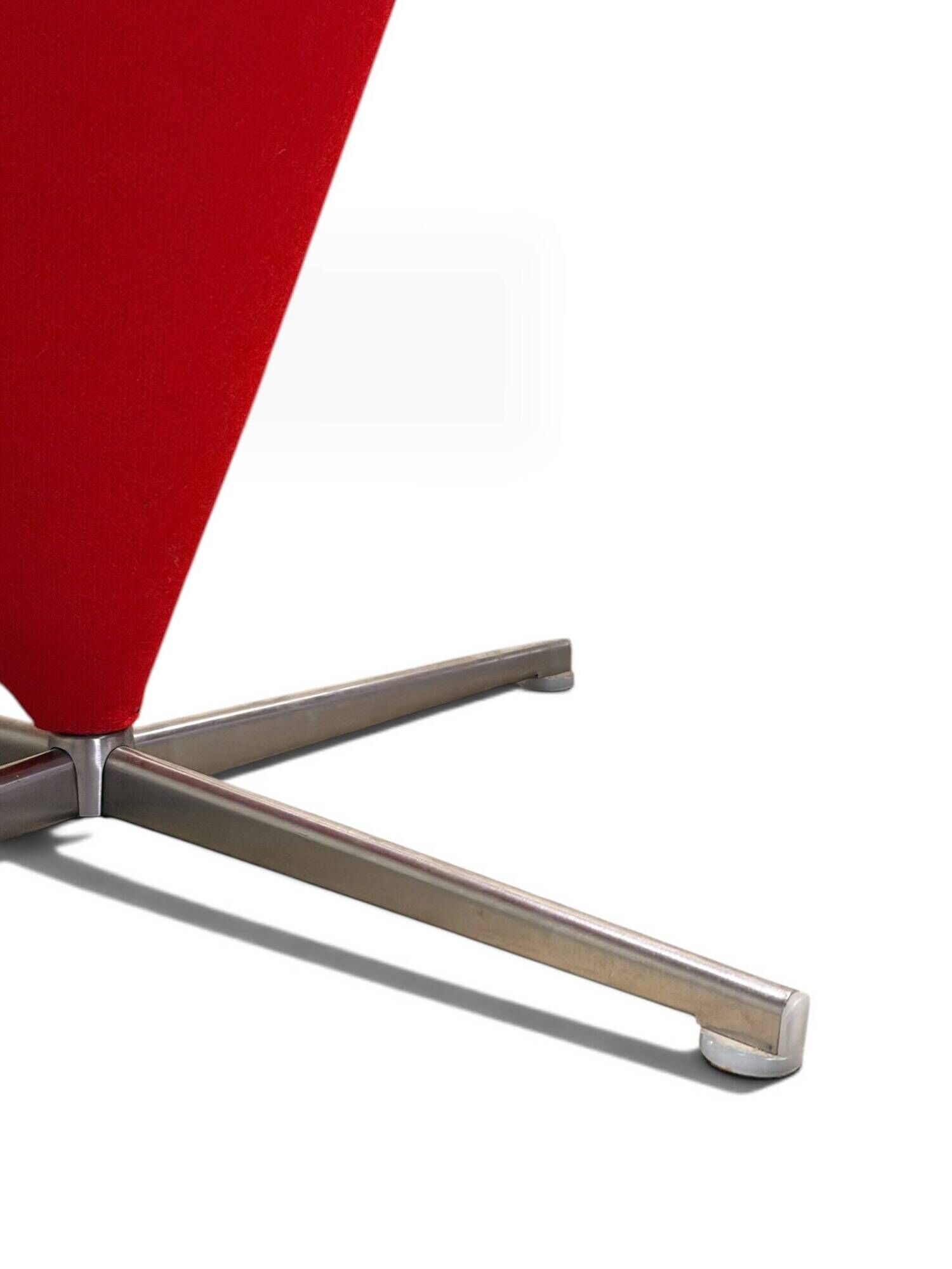 Pair of Cone Chair armchairs by Verner Panton for Vitra, red wool fabric.