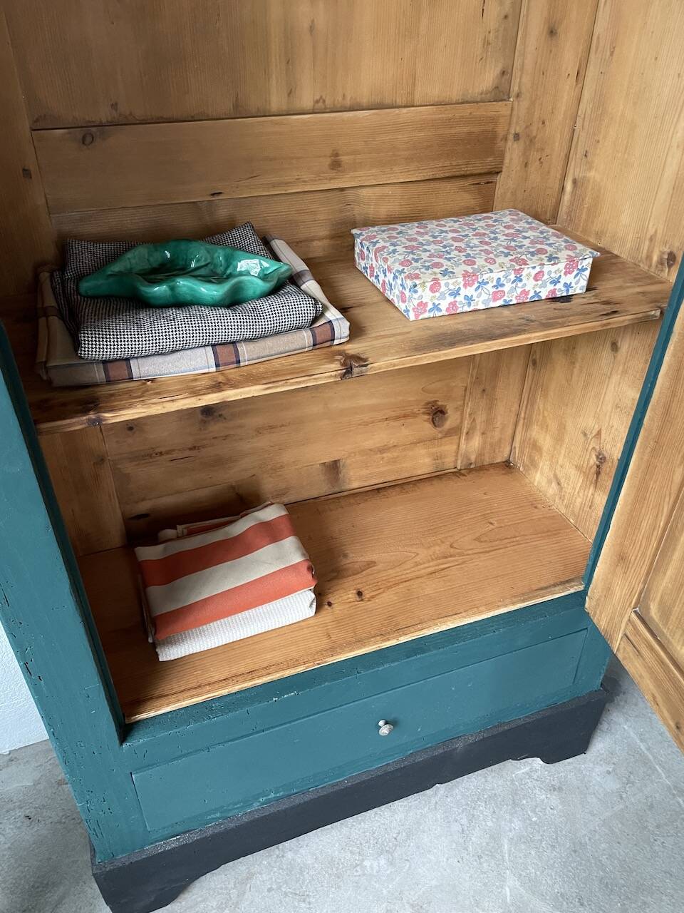 Green hosiery cabinet