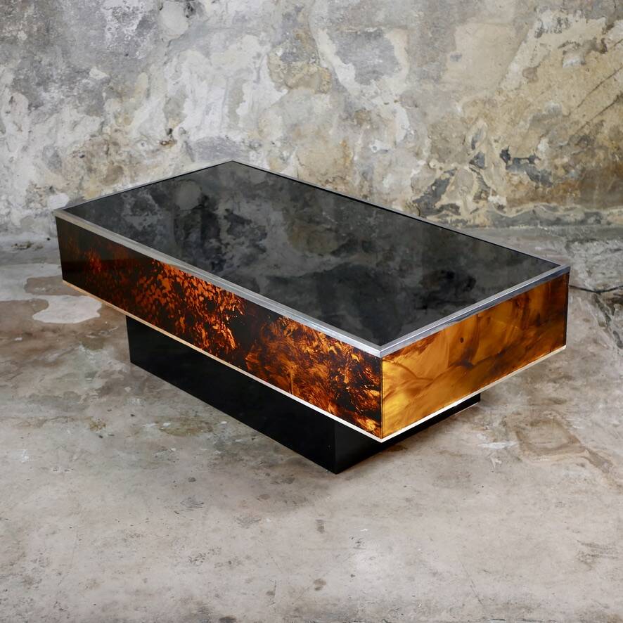 Tortoiseshell plexiglass coffee table, 1970s