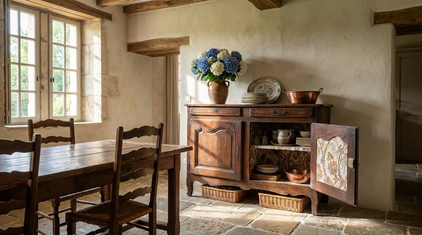 Old Breton oak sideboard – 2 doors, 2 drawers
