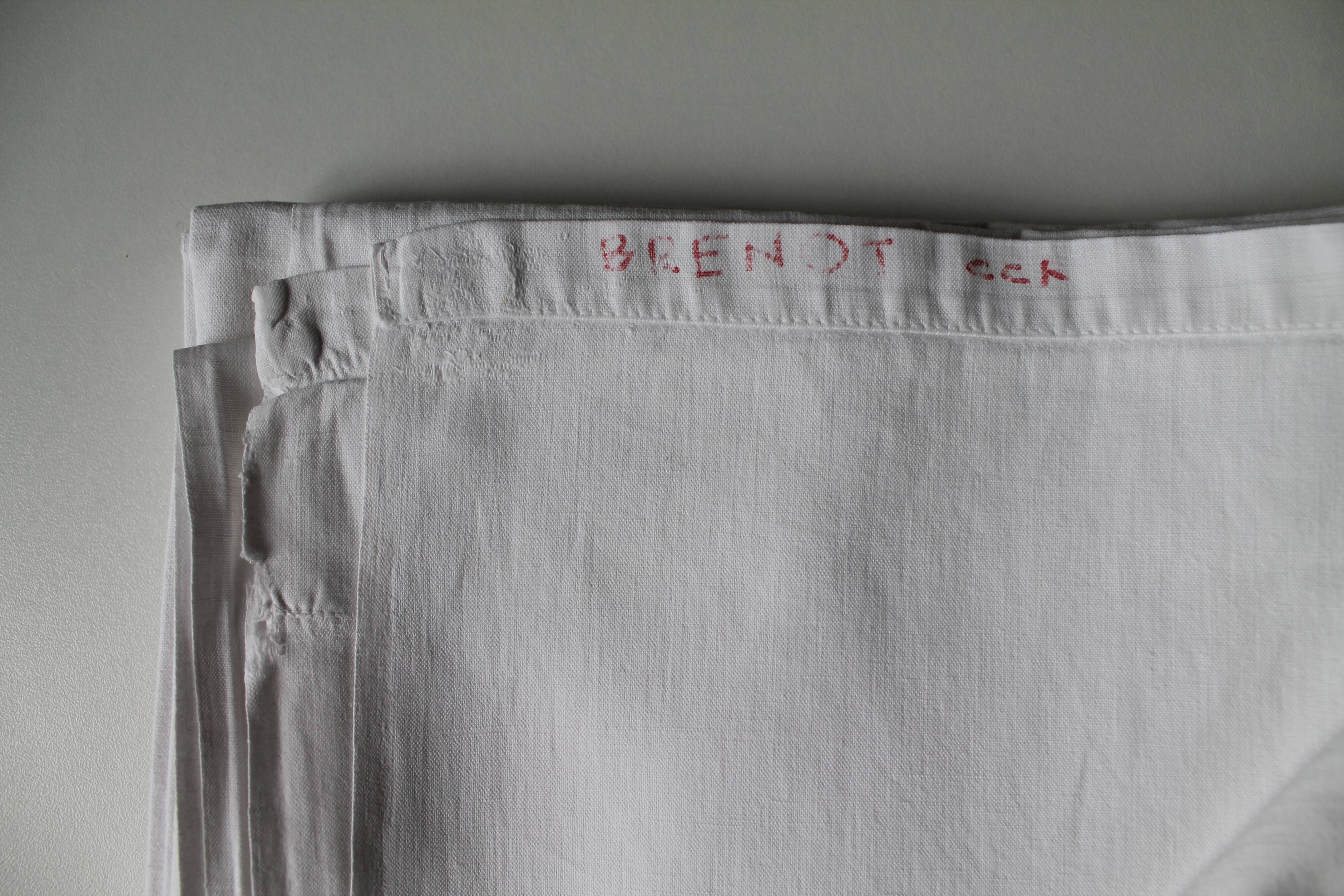 SHEET former 2 people in linen embroidered hand