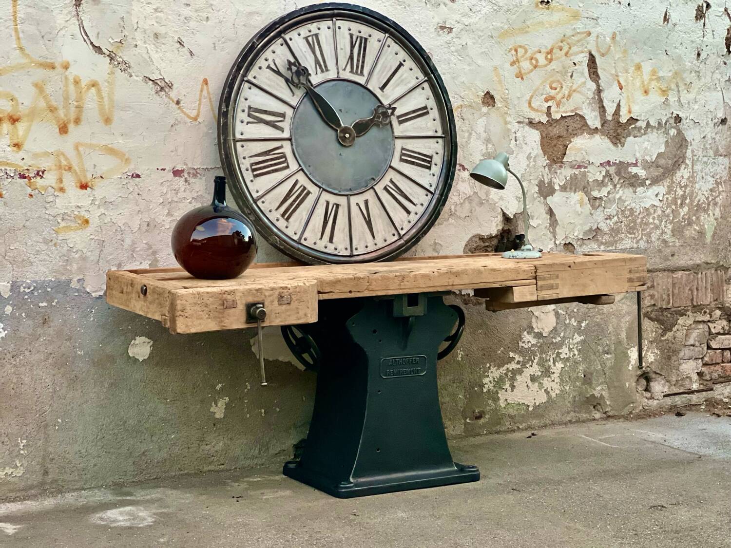 Industrial workbench with cast iron base