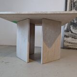 Square travertine coffee table, 1970s.