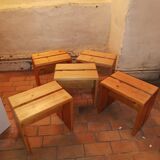 Series of 5 stools by Charlotte Perriand les Arcs