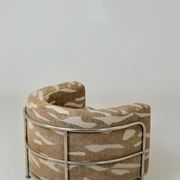 Vintage Bauhaus Club Chair Jacquard & Chrome, Fully Restored 