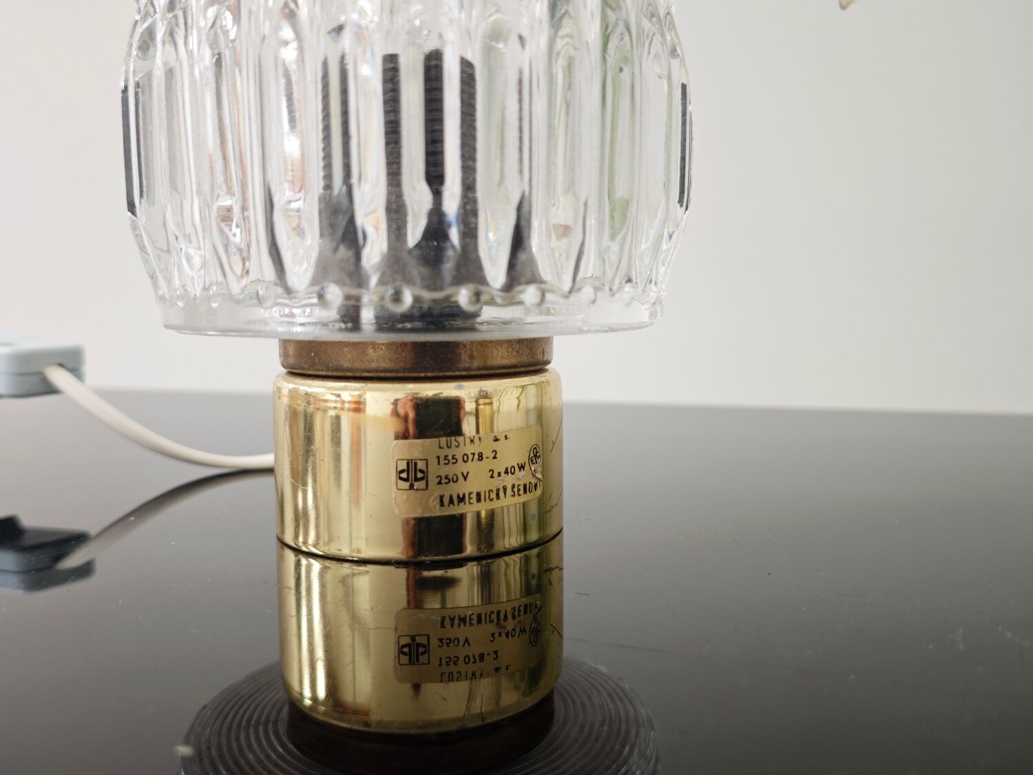 Pair of glass bedside lamps by Kamenicky Senov 1960