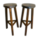 Pair of high tripod stools, bar, solid wood