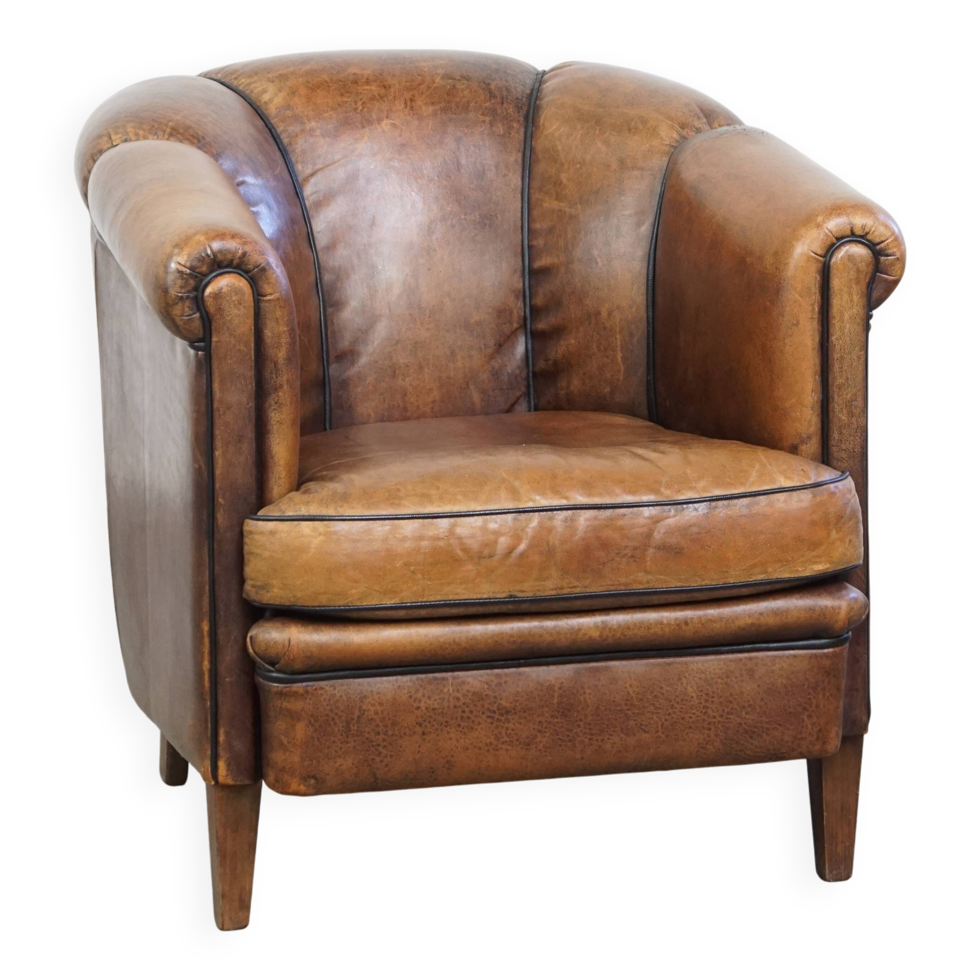 Vintage Sheepskin Leather Club Chair