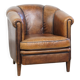 Fauteuil club vintage en cuir de mouton