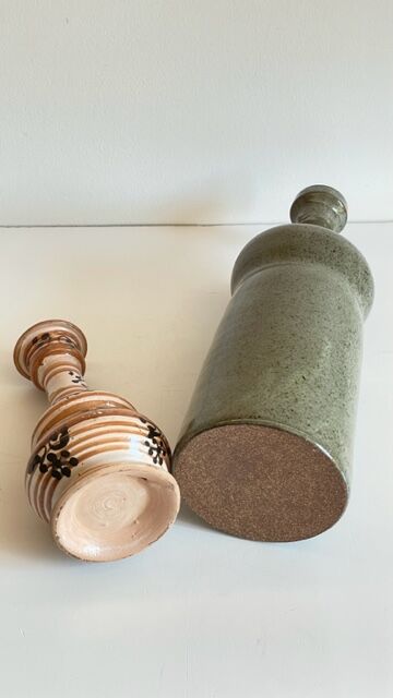 Duo VASES Ceramic sandstone Vintage craft