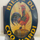 Ancienne plaque émaillée double face "Bière du Coq Hardy" 50x70cm 30's