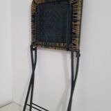 Chaise en fer forgé et rotin,  pliante  et vintage