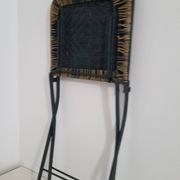 Chaise en fer forgé et rotin,  pliante  et vintage