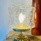 Table lamp in cracked glass and vintage gilded brass base